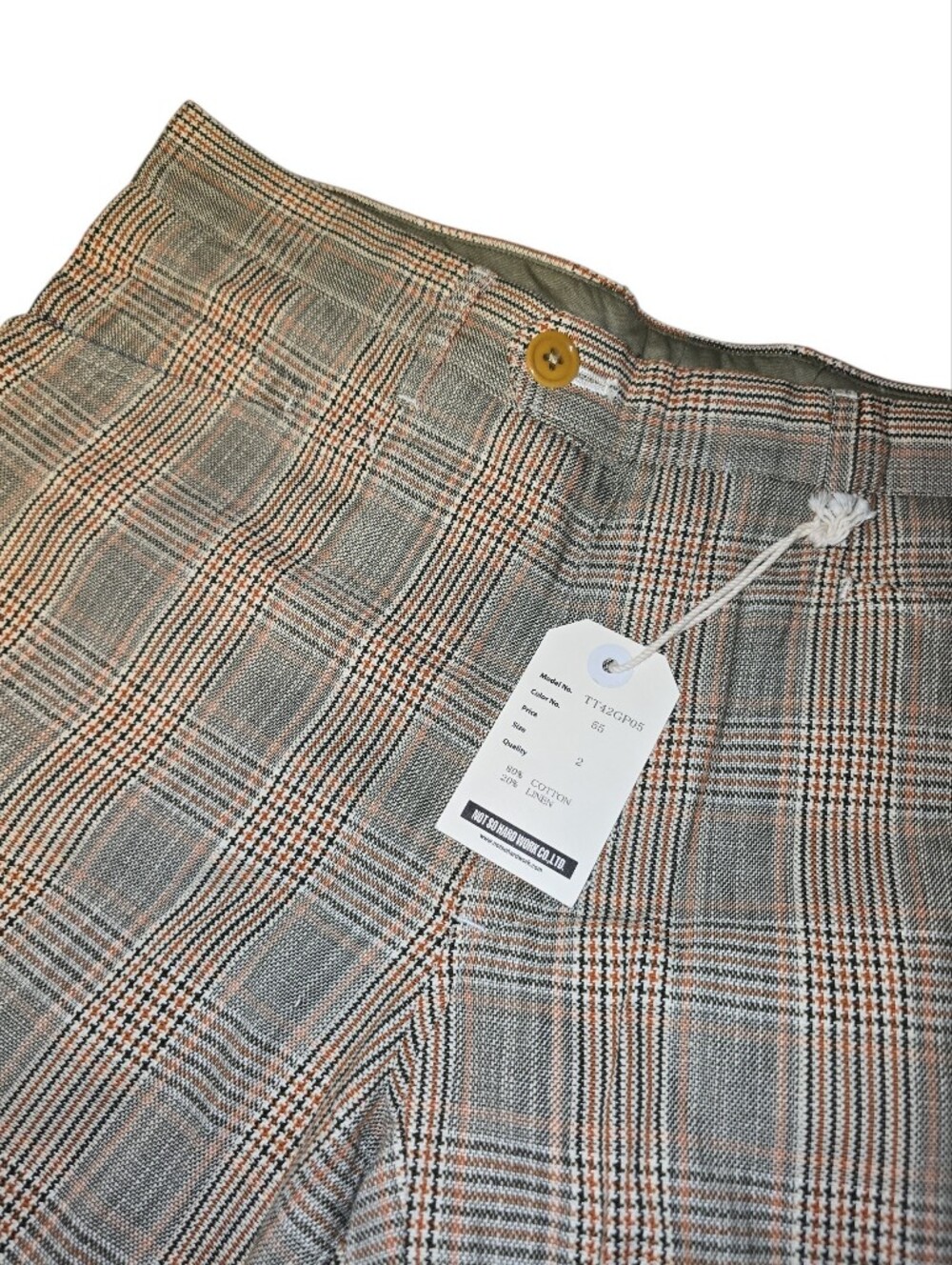 NWT ts(s) Takuji Suzuki Japanese Menswear Plaid Shorts Cotton Linen Blend 2 S/M - Picture 2 of 7